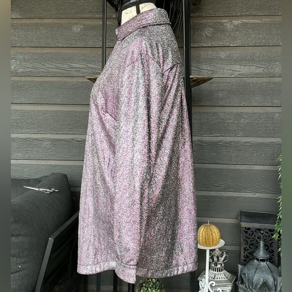 Umgee Super Shimmering Sparkly Button-Up Shirt M - image 4